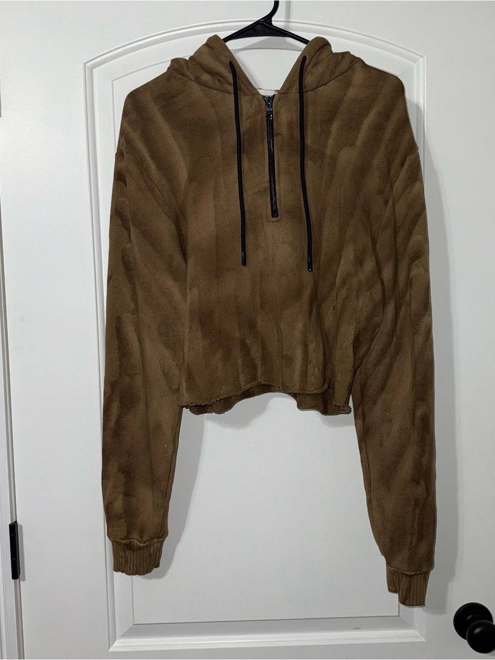 Cotton Citizen Cropped Hoodie Sweatshirt Women’s Medium Brown Tie Dye USA Made